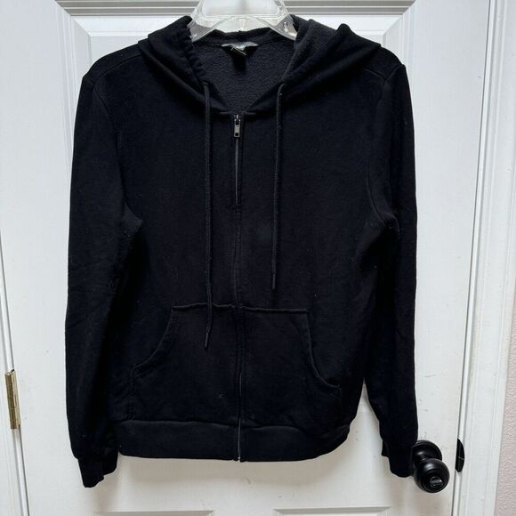 Womens Eddie Bauer Full Zip Hoodie Sweatshirt Sz Small Black Soft Pockets - Picture 1 of 5